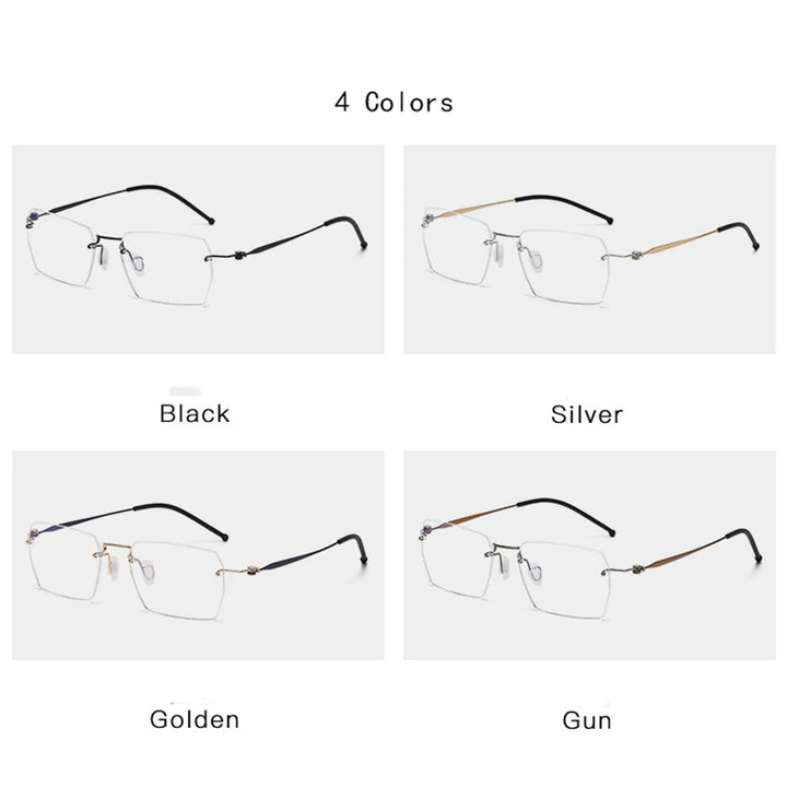 Hdcrafter Unisex Rimless Square Screwless Titanium Eyeglasses 5937 Rimless Hdcrafter Eyeglasses   