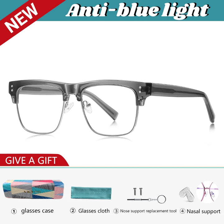 Vicky Men's Full Rim Square Tr 90 Titanium Reading Glasses 82203