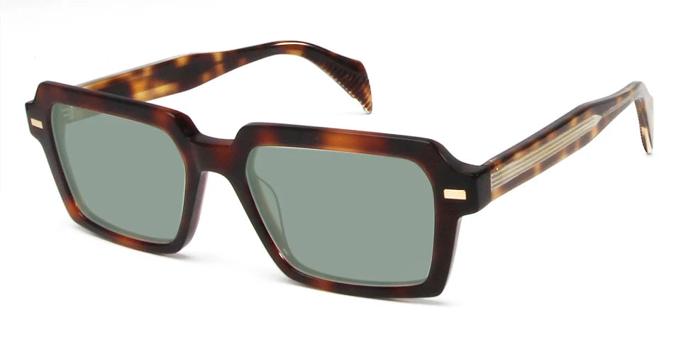 Esnbie Unisex Full Rim Polygon Rectangular Acetate Sunglasses 242031