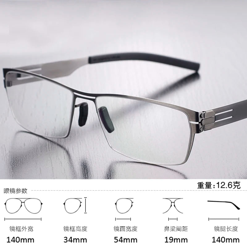 Black Mask Unisex Full Rim Square Screwless Steel Eyeglasses 52709