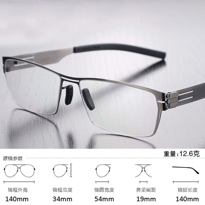 Black Mask Unisex Full Rim Square Screwless Steel Eyeglasses 52709