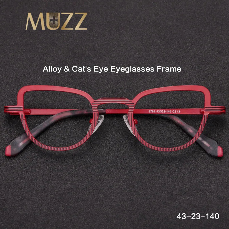 Muzz Women's Full Rim Oval Cat Eye Alloy Eyeglasses 87644