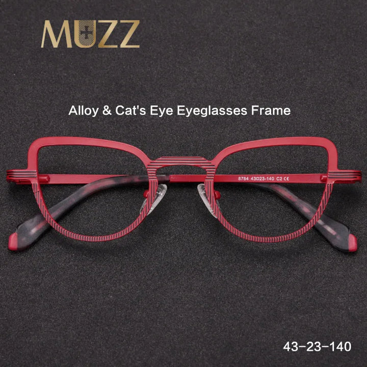 Muzz Women's Full Rim Oval Cat Eye Alloy Eyeglasses 87644