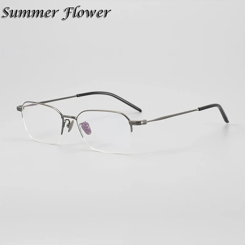 Summer Flower Men's Rimless Square Titanium Eyeglasses 69941