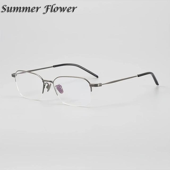 Summer Flower Men's Rimless Square Titanium Eyeglasses 69941