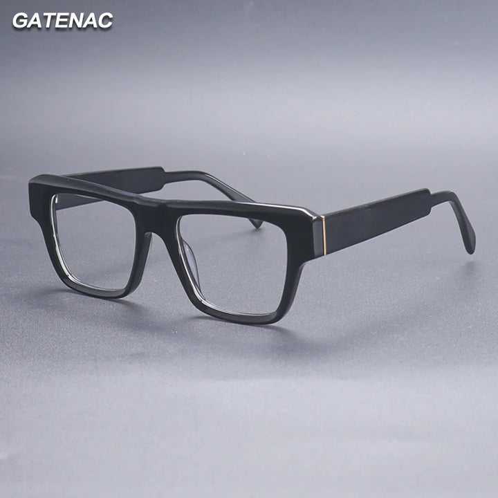 Gatenac Unisex Full Rim Brow Line Square Thick Acetate Eyeglasses 1533 Full Rim Gatenac   