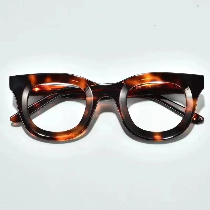 Black Mask Unisex Full Rim Square Acetate Eyeglasses L6688 Full Rim Black Mask Light Tortoise  