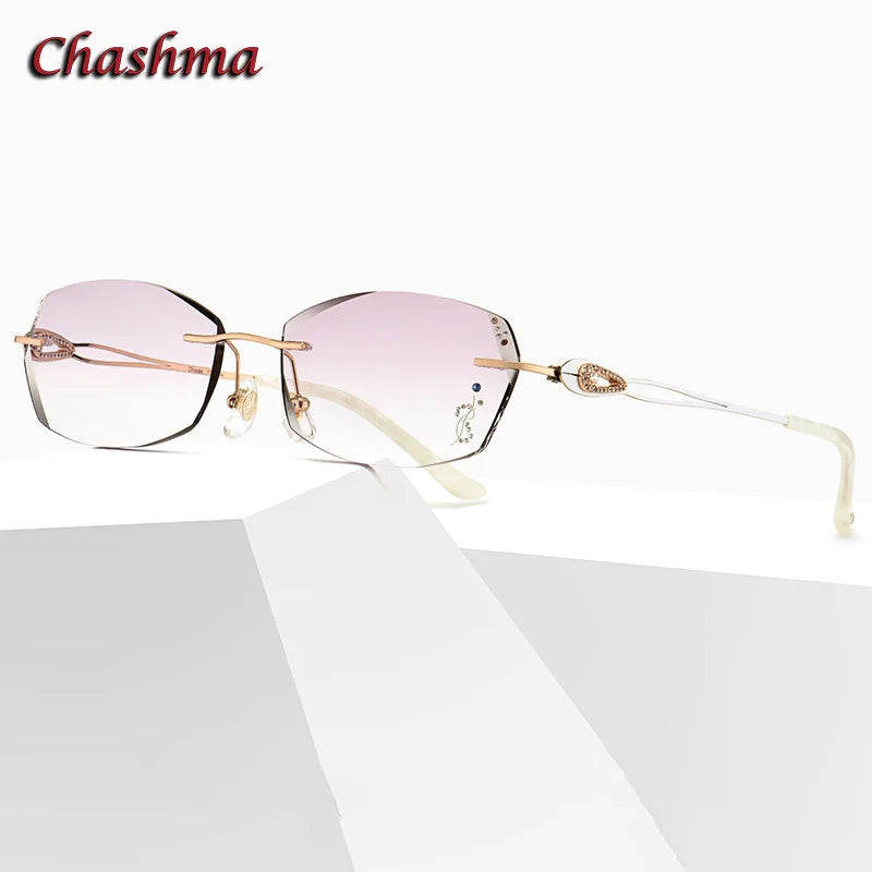 Chashma Ochki Women's Rimless Oval Square Titanium Eyeglasses