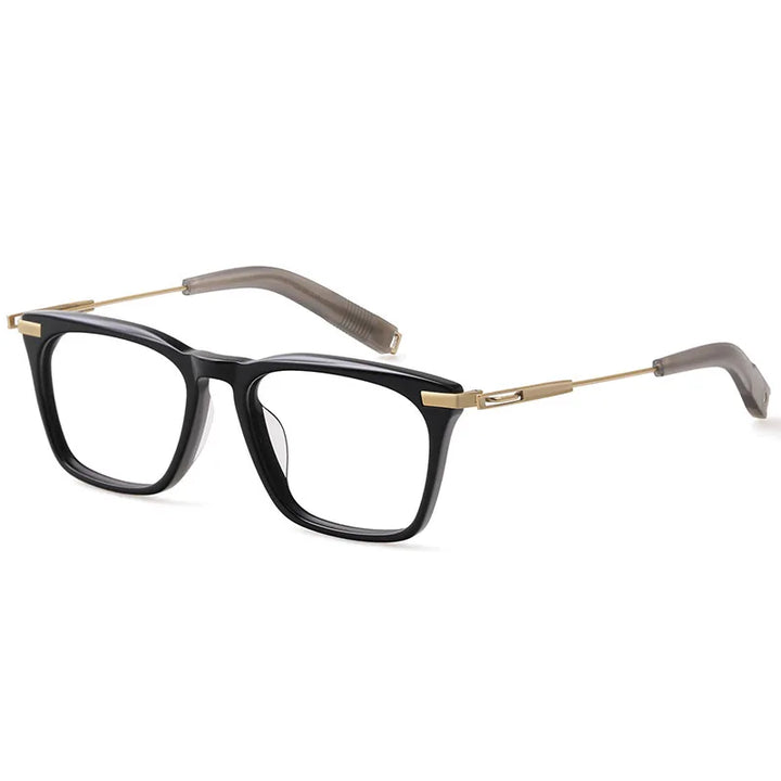 Hdcrafter Men's Full Rim Big Square Acetate Titanium Eyeglasses 403779
