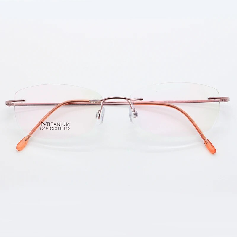 KatKani Women's Rimless Oval Titanium Eyeglasses 9010 Rimless KatKani Eyeglasses Pink  