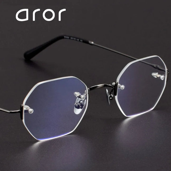 Aror Women's Rimless Polygon Oval Titanium Eyeglasses 4909 Rimless Aror