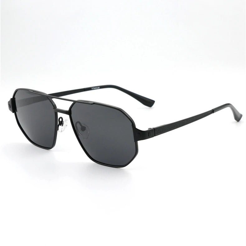 Black Mask Men Full Rim Geometric Titanium Polarized Sunglasses BM-1105S