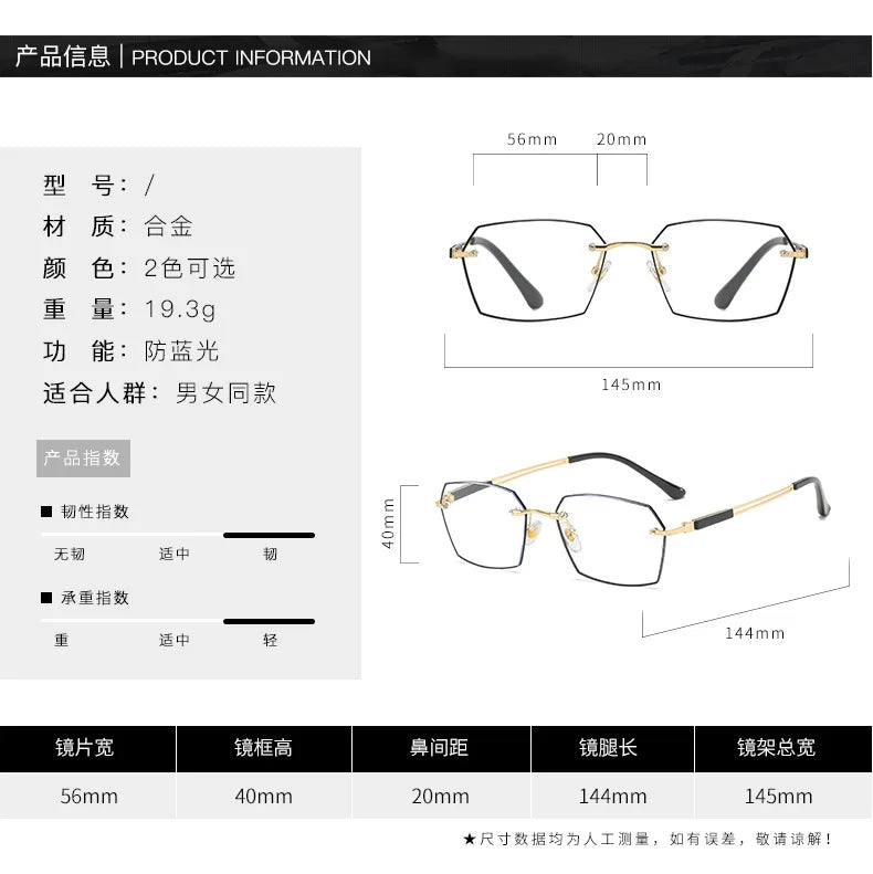 Zirosat Unisex Full Rim Polygon Square Alloy Reading Glasses 60091