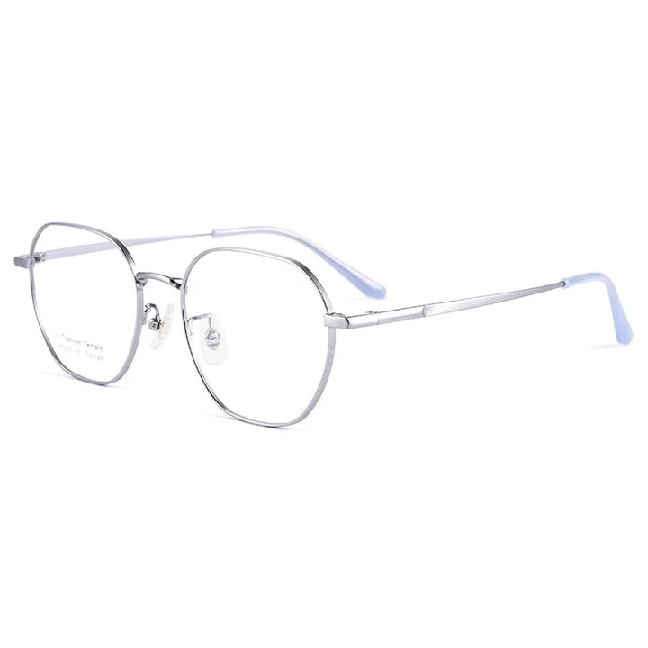 Handoer Women's Full Rim Polygon Titanium Eyeglasses 5055 Full Rim Handoer silver  