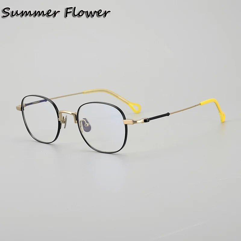 Summer Flower Unisex Full Rim Round Square Titanium Eyeglasses 20469