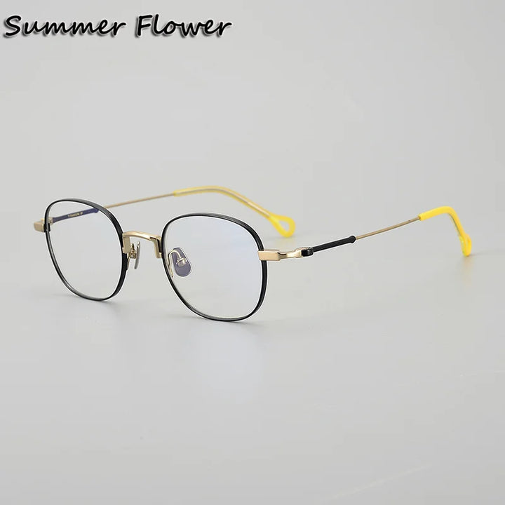 Summer Flower Unisex Full Rim Round Square Titanium Eyeglasses 20469