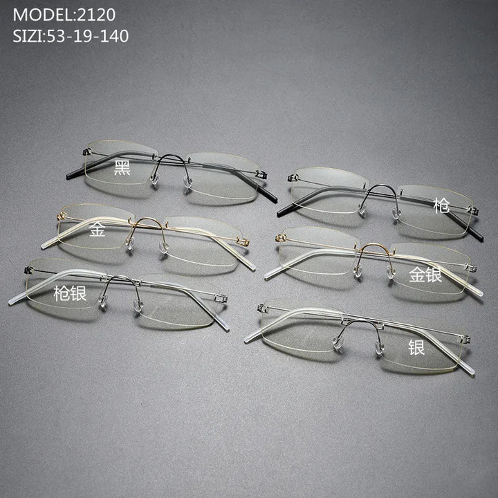 Aimee Unisex Rimless Square Screwless Titanium Eyeglasses 2120 Rimless Aimee   