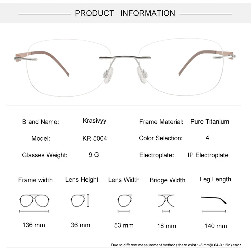Krasivyy Women's Rimless Flat Top Oval Titanium Eyeglasses 35004