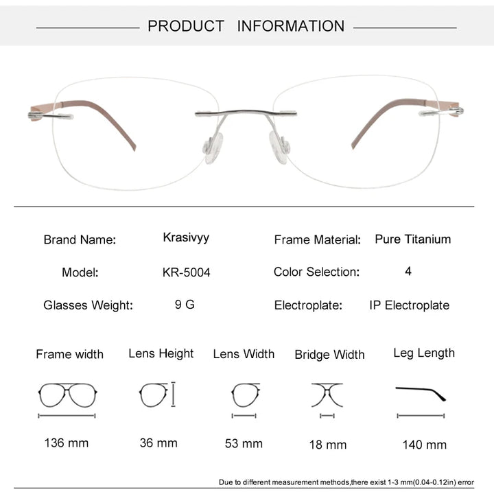Krasivyy Women's Rimless Flat Top Oval Titanium Eyeglasses 35004