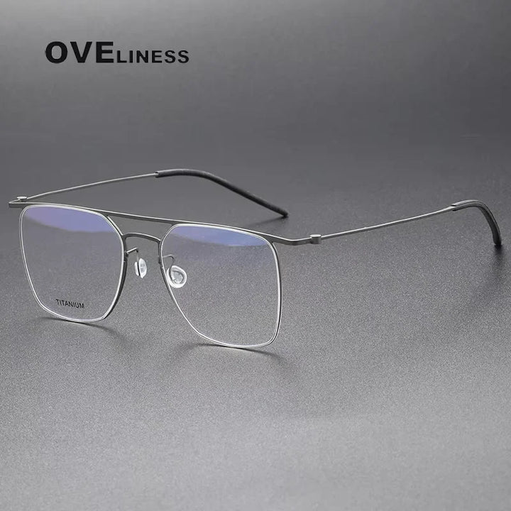 Oveliness Unisex Full Rim Square Double Bridge Steel Eyeglasses 45503 Full Rim Oveliness gun