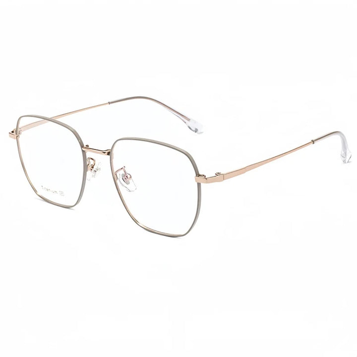 Yimaruili Unisex Full Rim Polygonal Pure Titanium Eyeglasses 88023X — view 3 | Yimaruili at FuzWeb