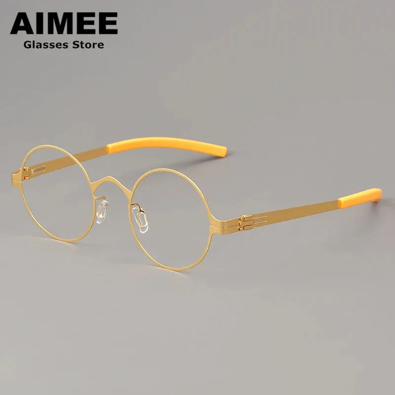 Aimee Women's Full Rim Round Screwless Steel Eyeglasses 42128