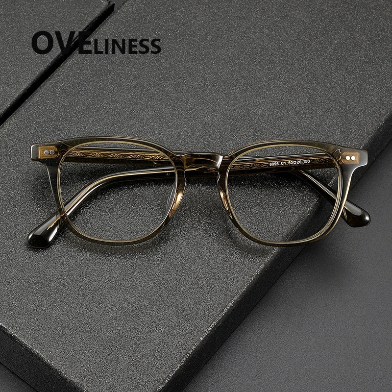 Oveliness Unisex Full Rim Oval Square Acetate Eyeglasses 78096 Full Rim Oveliness