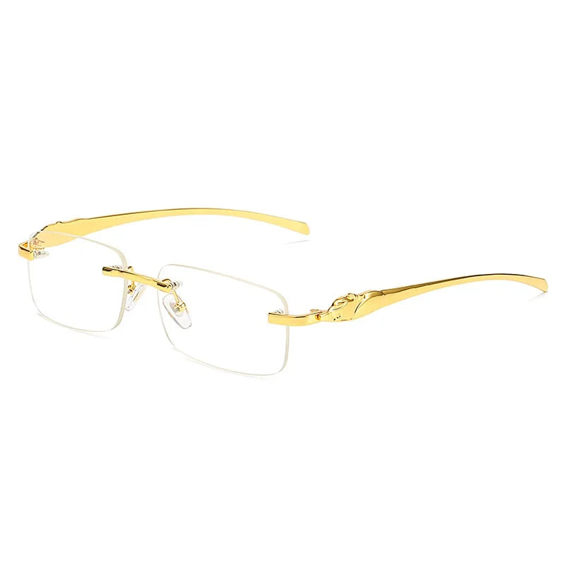 Cubojue Men's Rimless Square Alloy Acetate Eyeglasses 58026 Reading Glasses Cubojue M6 gold