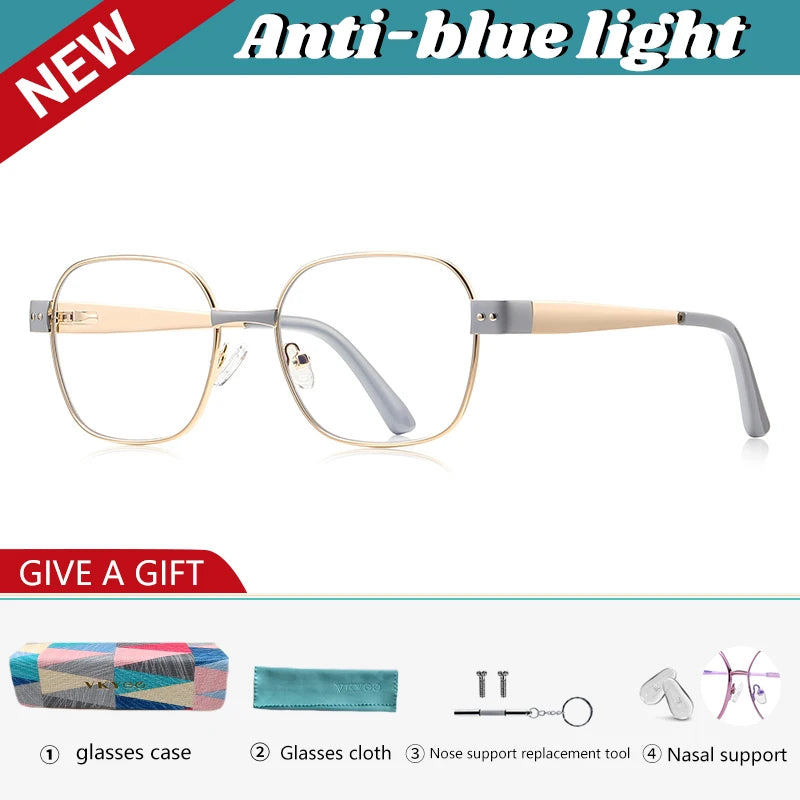 Vicky Women's Full Rim Flat Top Polygonal Alloy Reading Glasses 513172