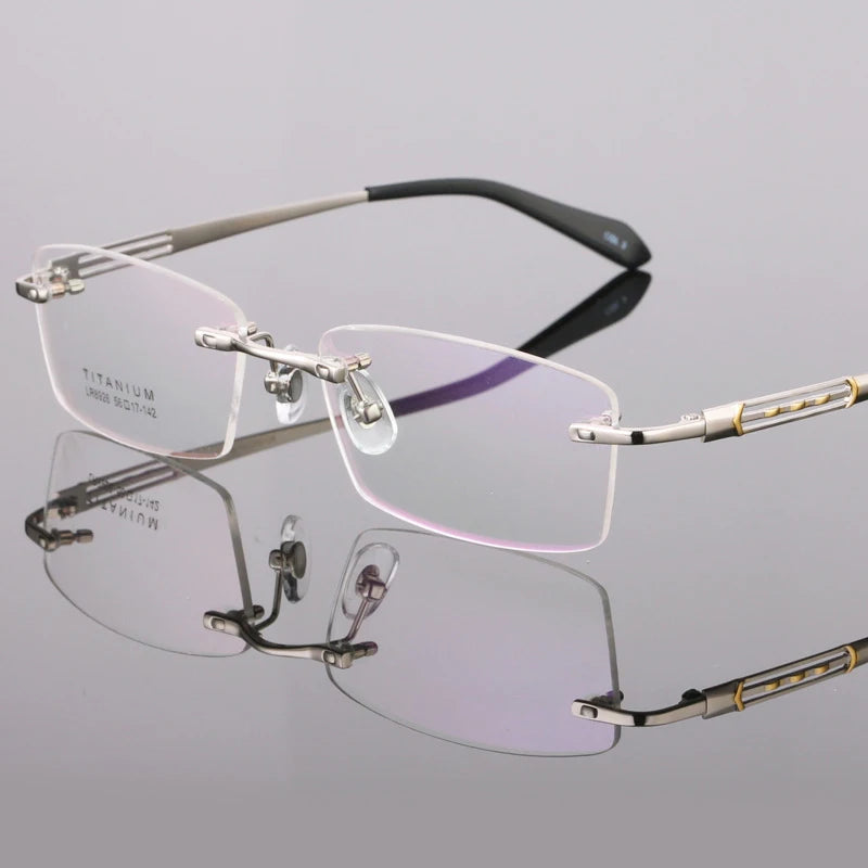 Bclear Unisex Rimless Square Titanium Eyeglasses 89264