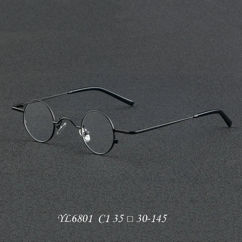 Cubojue Unisex Full Rim Small Round 35mm Alloy Reading Glasses 6801 Reading Glasses Cubojue 0 black 