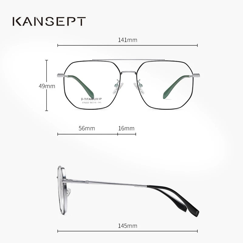 Kansept Unisex Full Rim Square Double Bridge Titanium Reading Glasses 6222 Reading Glasses Kansept   