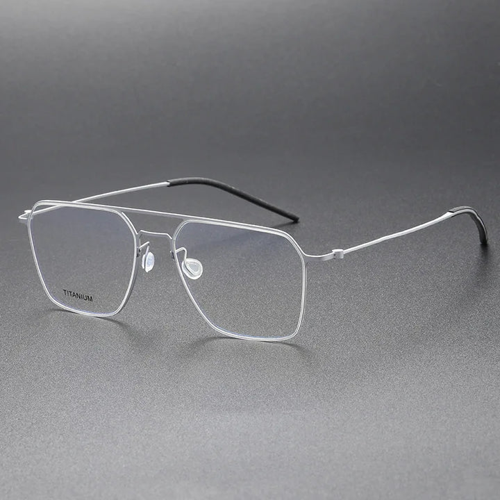 Muzz Unisex Full Rim Square Double Bridge Titanium Eyeglasses 5517 Full Rim Muzz silver  