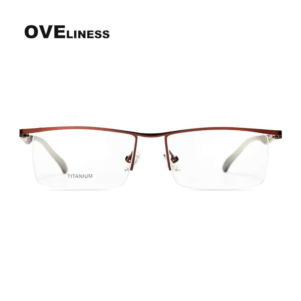 Oveliness Men's Semi Rim Square Brow Line Alloy Eyeglasses 328831