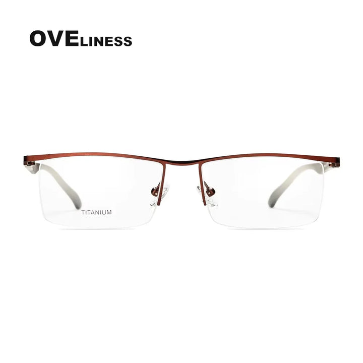 Oveliness Men's Semi Rim Square Brow Line Alloy Eyeglasses 328831
