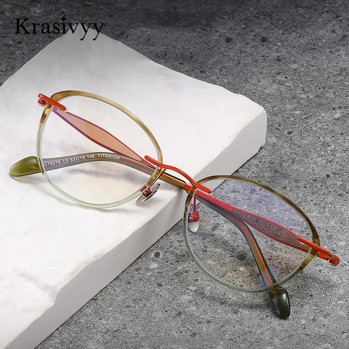 Krasivyy Unisex Full Rim Oval Square Titanium Acetate Eyeglasses 316076