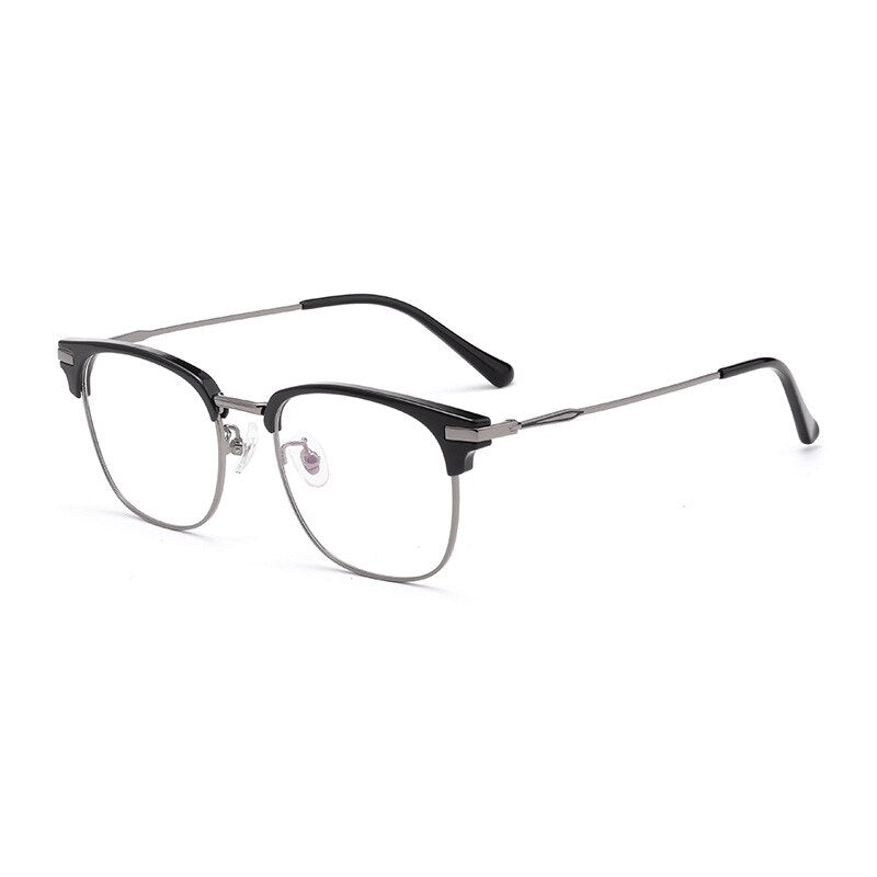 Hotochki Men's Full Rim Square Titanium Alloy Eyeglasses 2318y Full Rim Hotochki Black Gray  