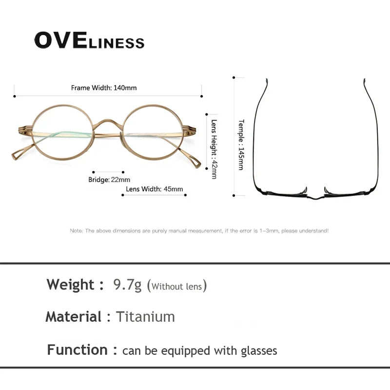 Oveliness Unisex Full Rim Round Titanium Eyeglasses R10518 Full Rim Oveliness   