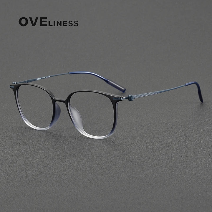 Oveliness Women's Full Rim Square Ultem Titanium Eyeglasses 8669 Full Rim Oveliness black blue  