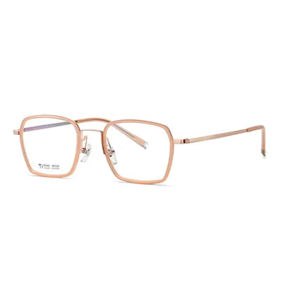 Ralferty Women's Full Rim Square Titanium Acetate Eyeglasses 92321 Full Rim Ralferty C4 Gold Pink CHINA