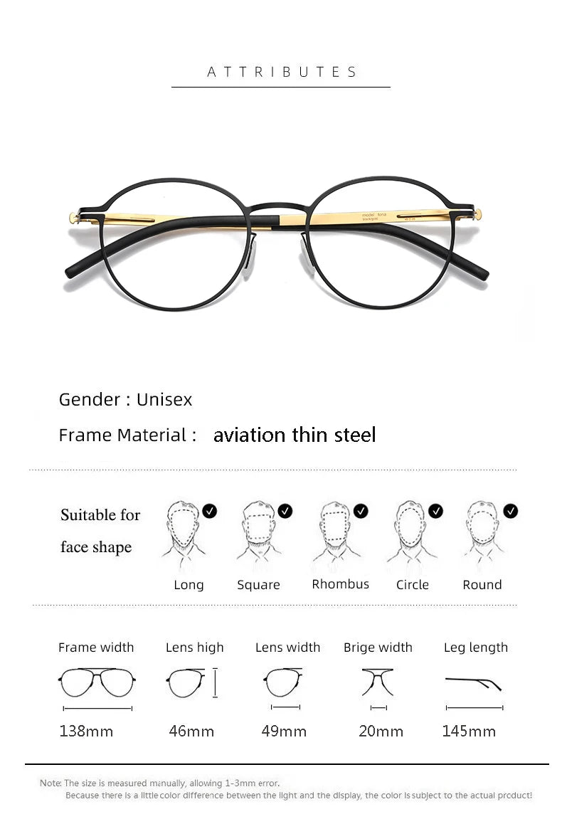 Aimee Unisex Full Rim Round Screwless Stainless Steel Eyeglasses 20015 Full Rim Aimee   