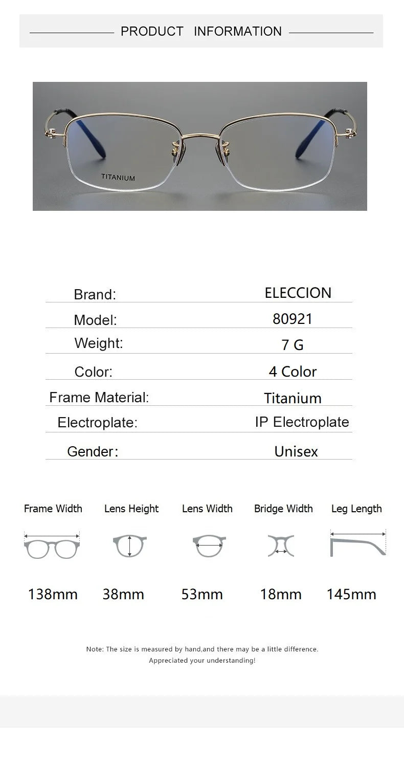 Eleccion Women's Semi Rim Oval Titanium Eyeglasses 80921