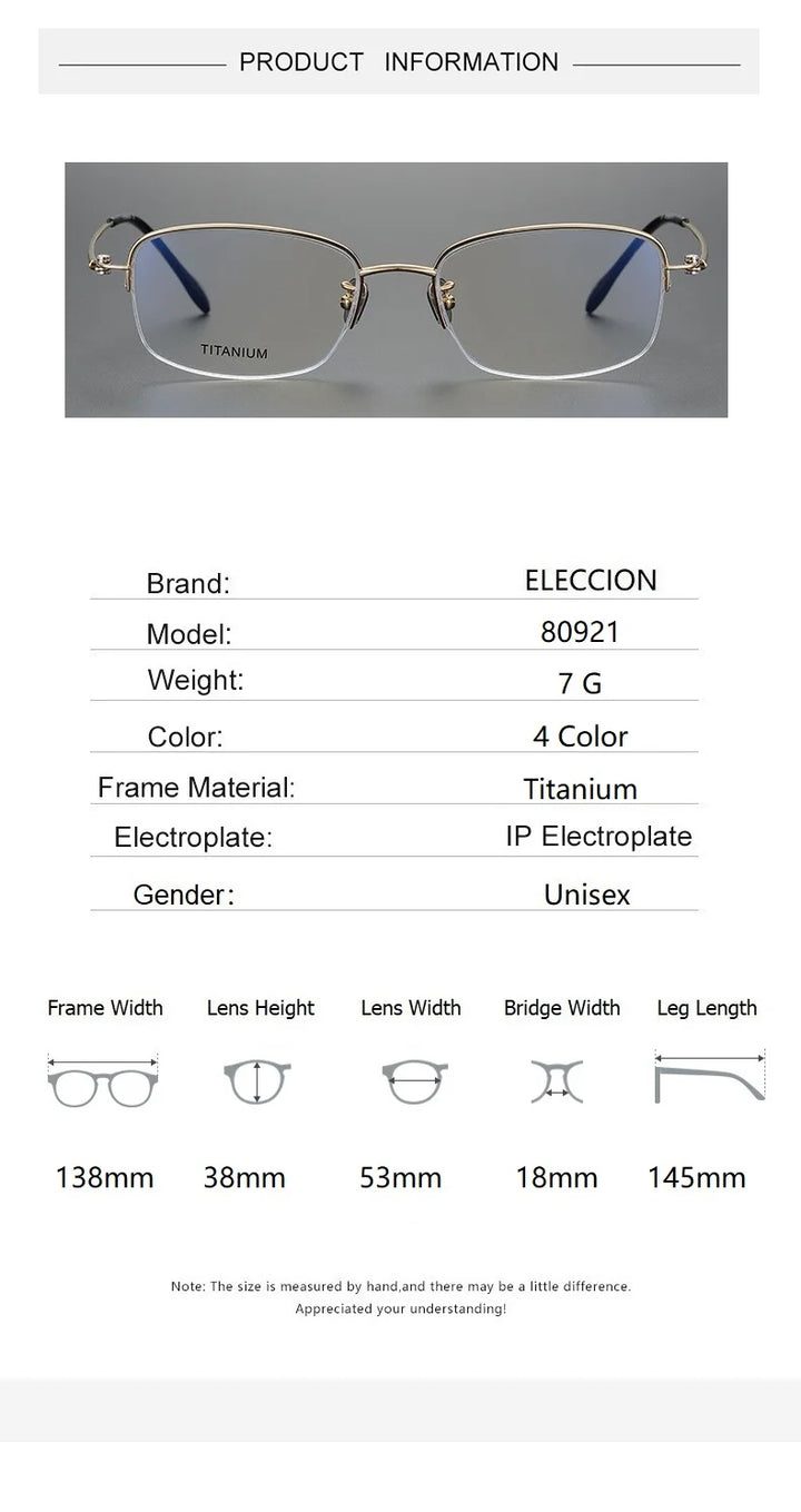 Eleccion Women's Semi Rim Oval Titanium Eyeglasses 80921