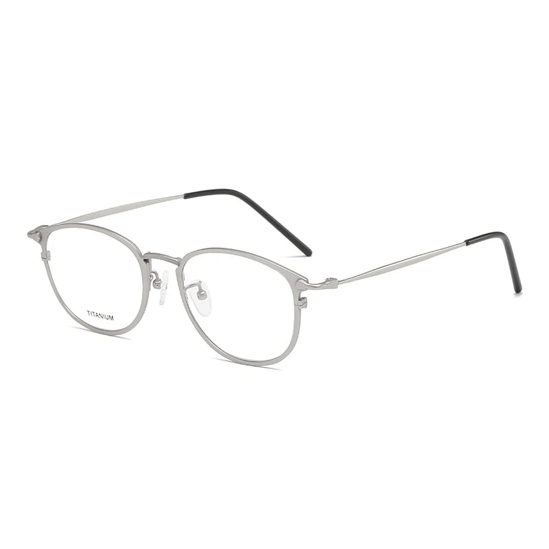 Reven Jate Unisex Full Rim Round Titanium Eyeglasses J1073 Full Rim Reven Jate silver  