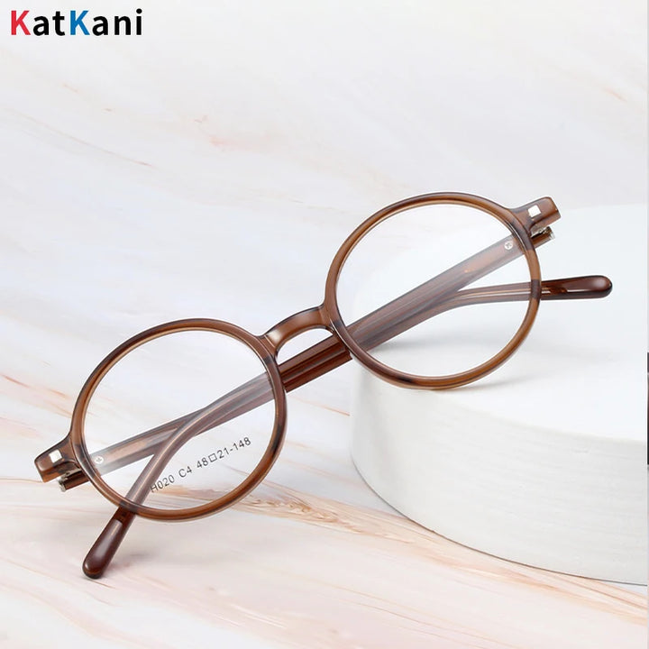 KatKani Unisex Full Rim Round Acetate Eyeglasses H020 Full Rim KatKani Eyeglasses Pink  