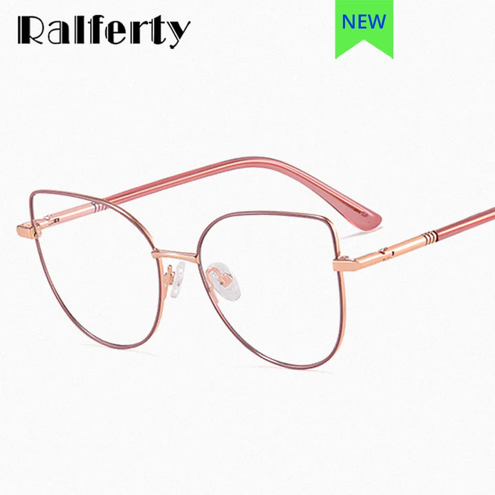 Ralferty Women's Full Rim Square Cat Eye Alloy Eyeglasses R83605 Full Rim Ralferty   