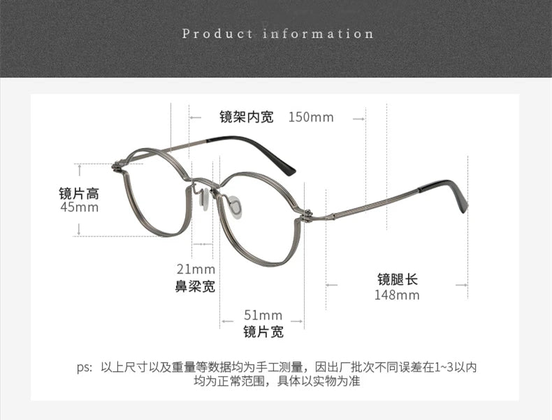 Black Mask Unisex Full Rim Oval Round Titanium Eyeglasses 395897