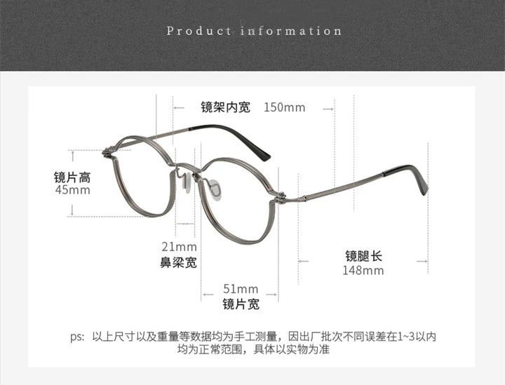 Black Mask Unisex Full Rim Oval Round Titanium Eyeglasses 395897