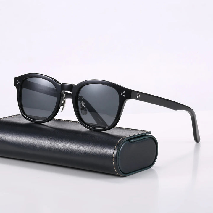 Black Mask Men Full Rim Square Acetate Polarized Sunglasses Fuz 17