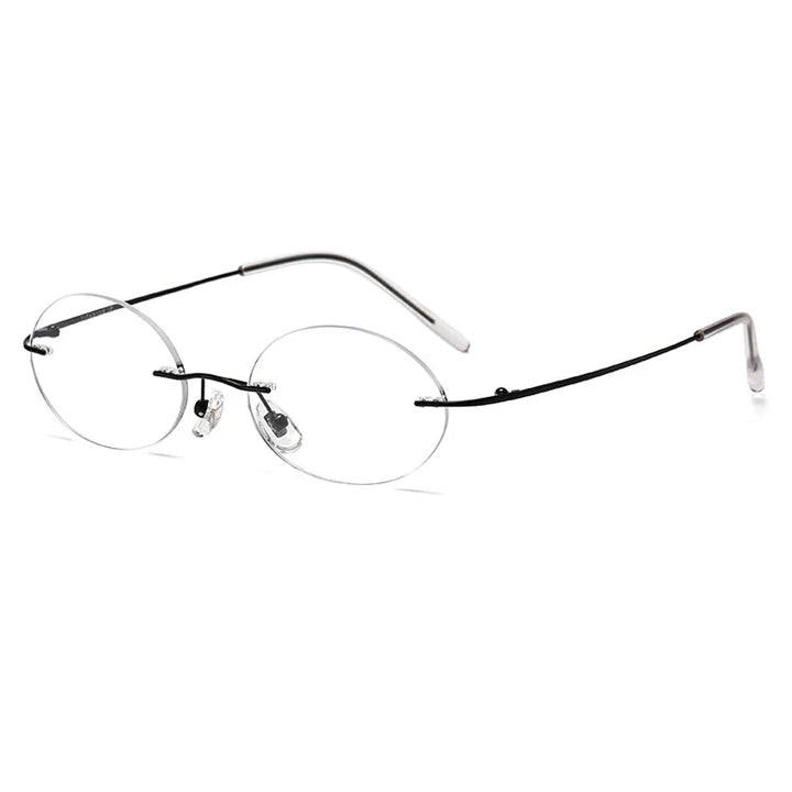 KatKani Women's Rimless Oval Titanium Eyeglasses 9015 Rimless KatKani Eyeglasses Black CHINA 